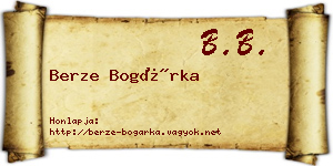 Berze Bogárka névjegykártya